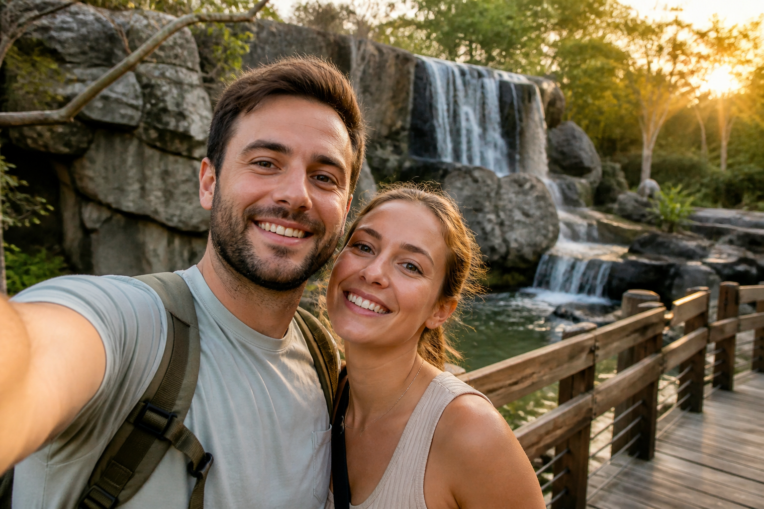 Couple taking a selfie at a wildlife habitat
